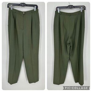 Pendelton Vintage Pleated Dress Pants 10 High Rise Straight Leg Olive Green